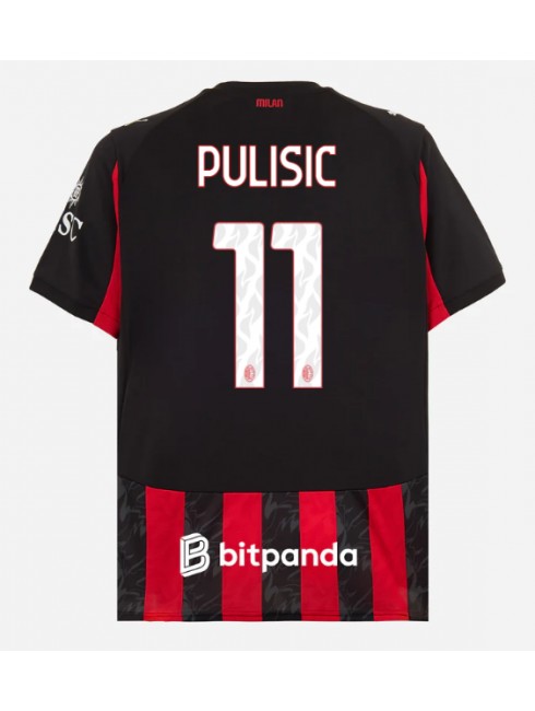Muži Futbalové oblečenie AC Milan Christian Pulisic #11 2025-26 Krátky Rukáv - Domáci Muži Futbalové oblečenie AC Milan Christian Pulisic #11 2025-26 Krátky Rukáv - Domáci